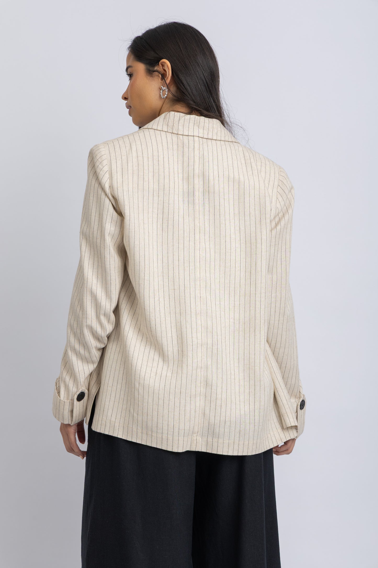 striped crepe jacket