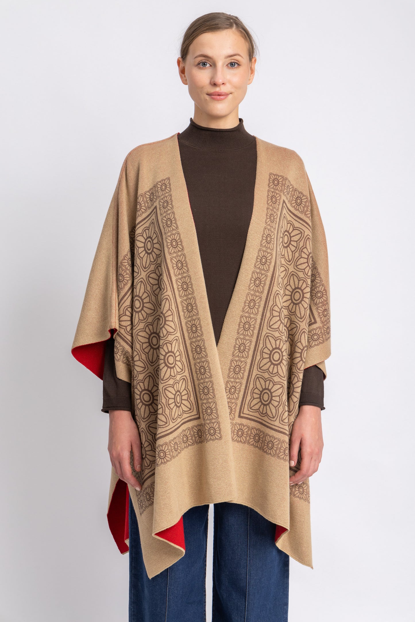 one size knitwear poncho