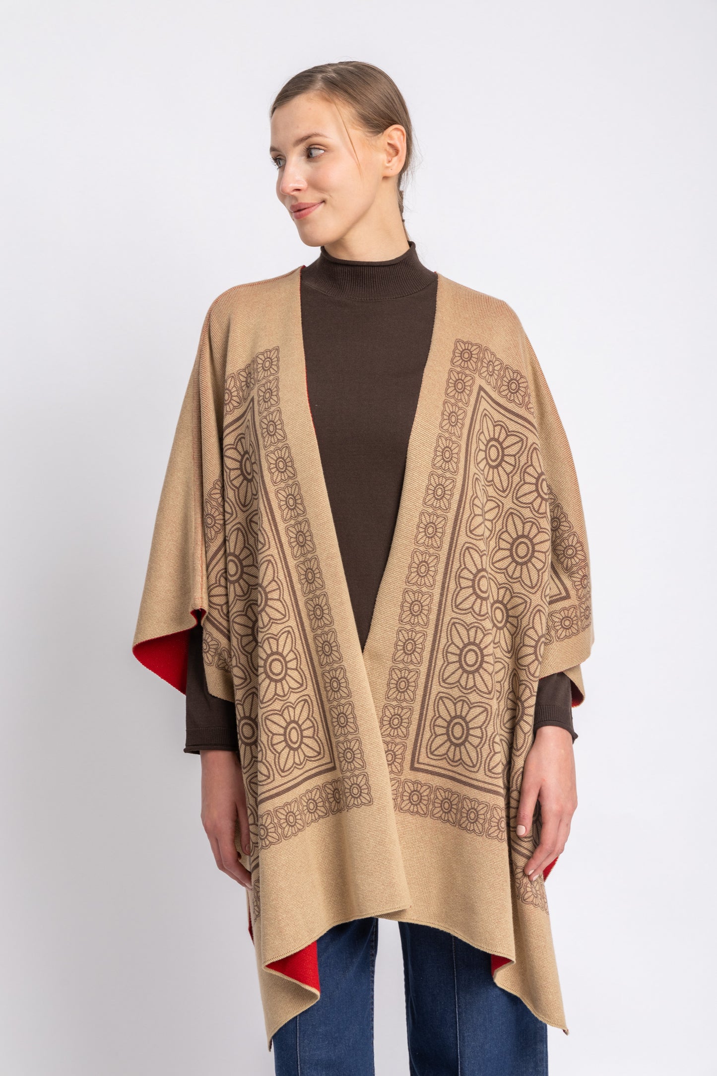 one size knitwear poncho
