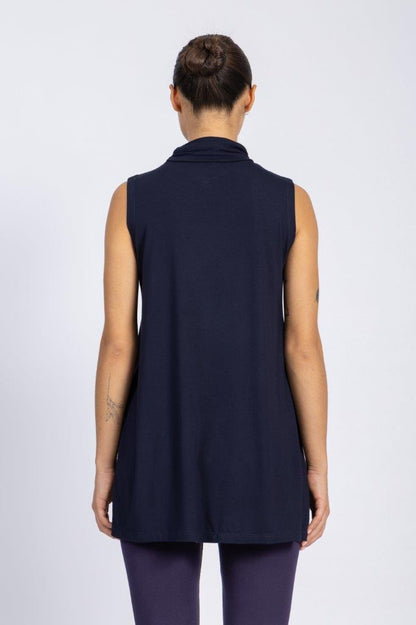 LONG TOP WITH PLEATED HALF NECK