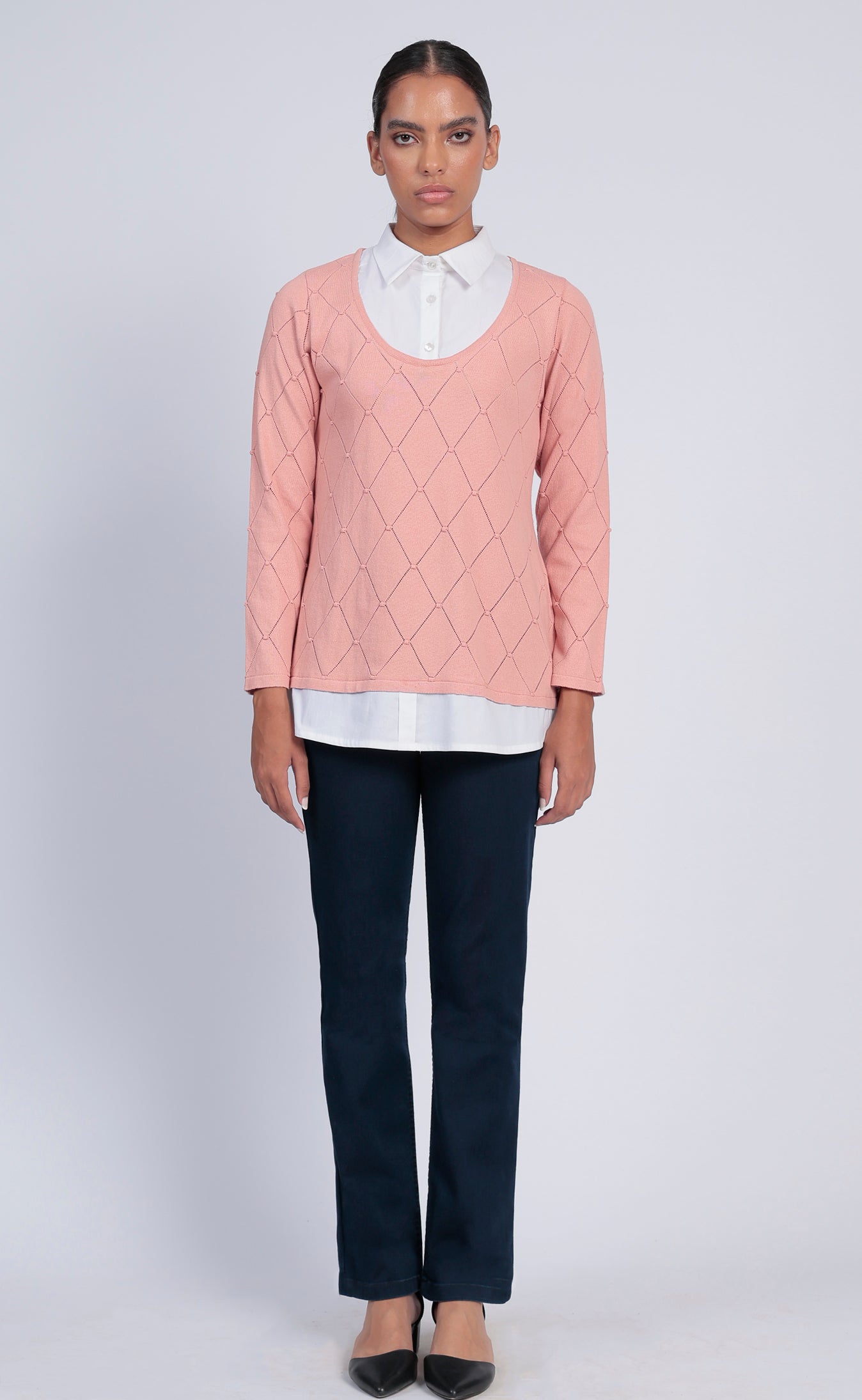 2 in 1 - knit blouse with chiffon shirt