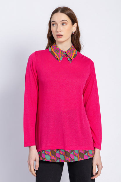 2 in 1 - knit blouse with chiffon shirt