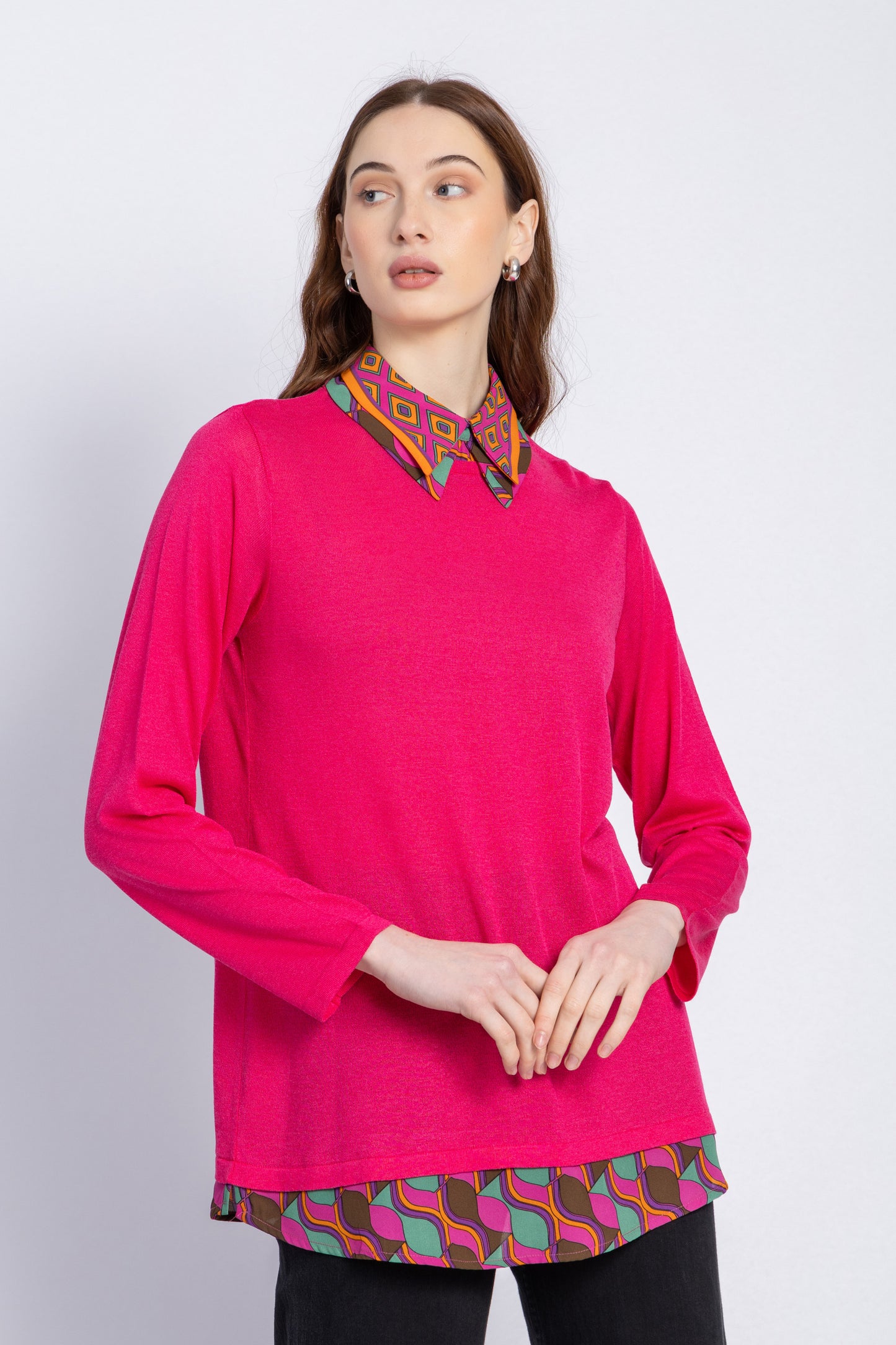 2 in 1 - knit blouse with chiffon shirt