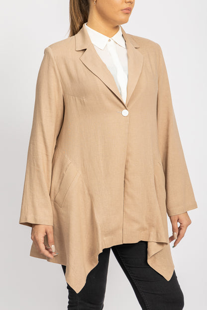 Long basic cotton linen jacket