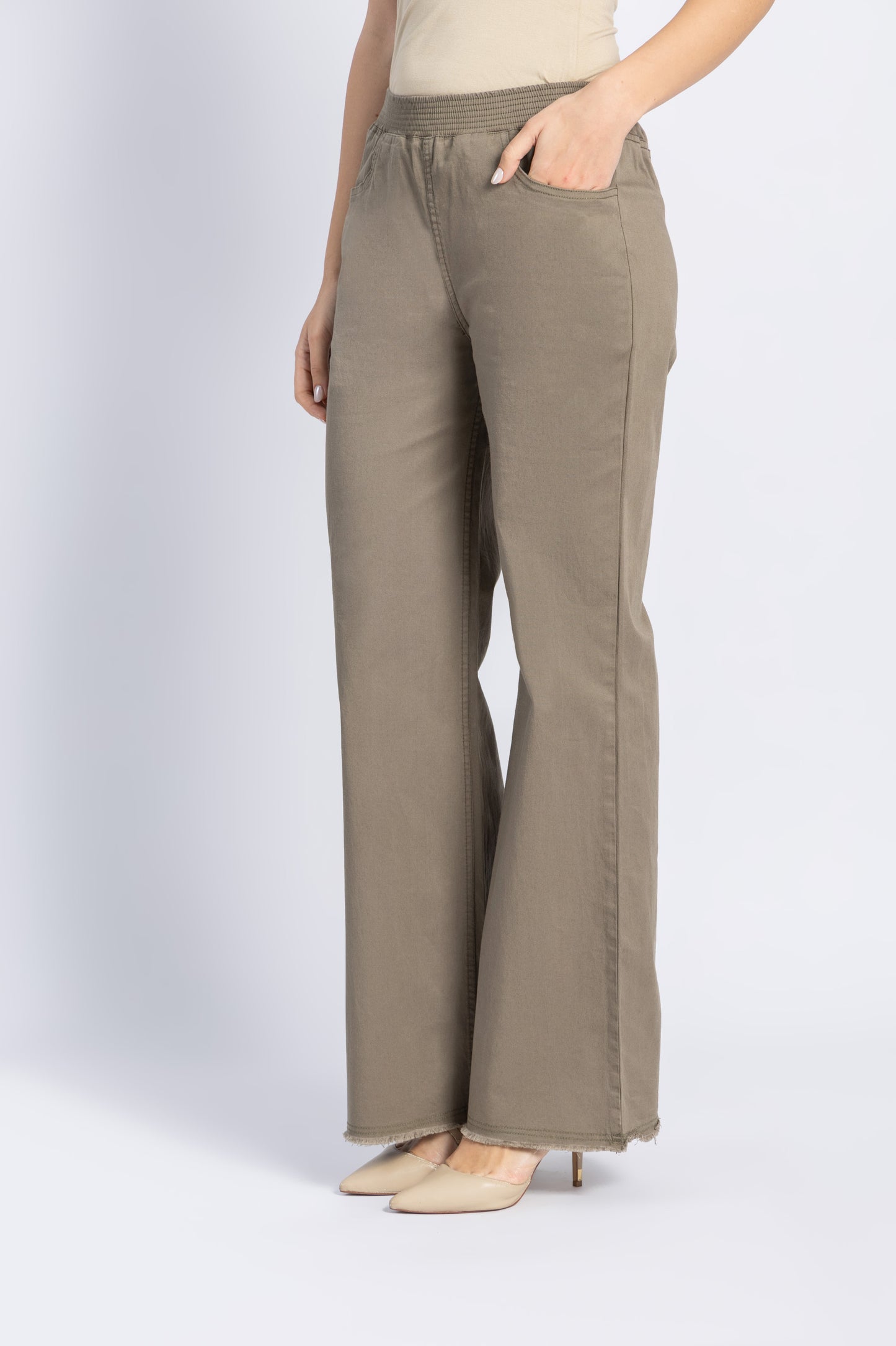 gabardine wide leg pants