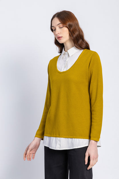 2 in 1 - knit blouse with chiffon shirt