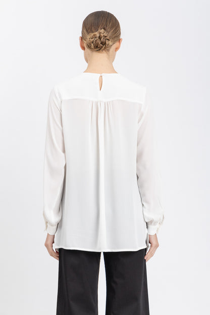 knit and chiffon blouse