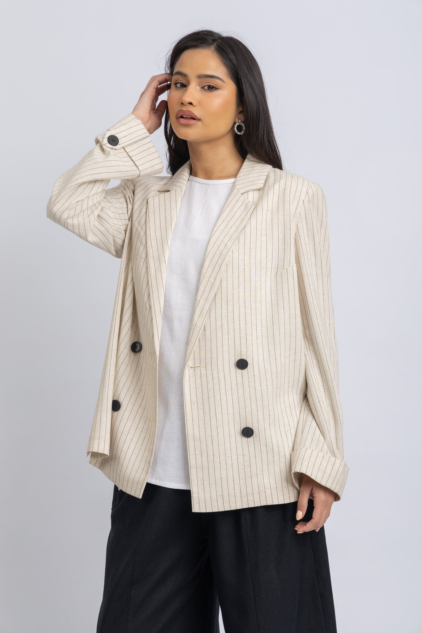 striped crepe jacket