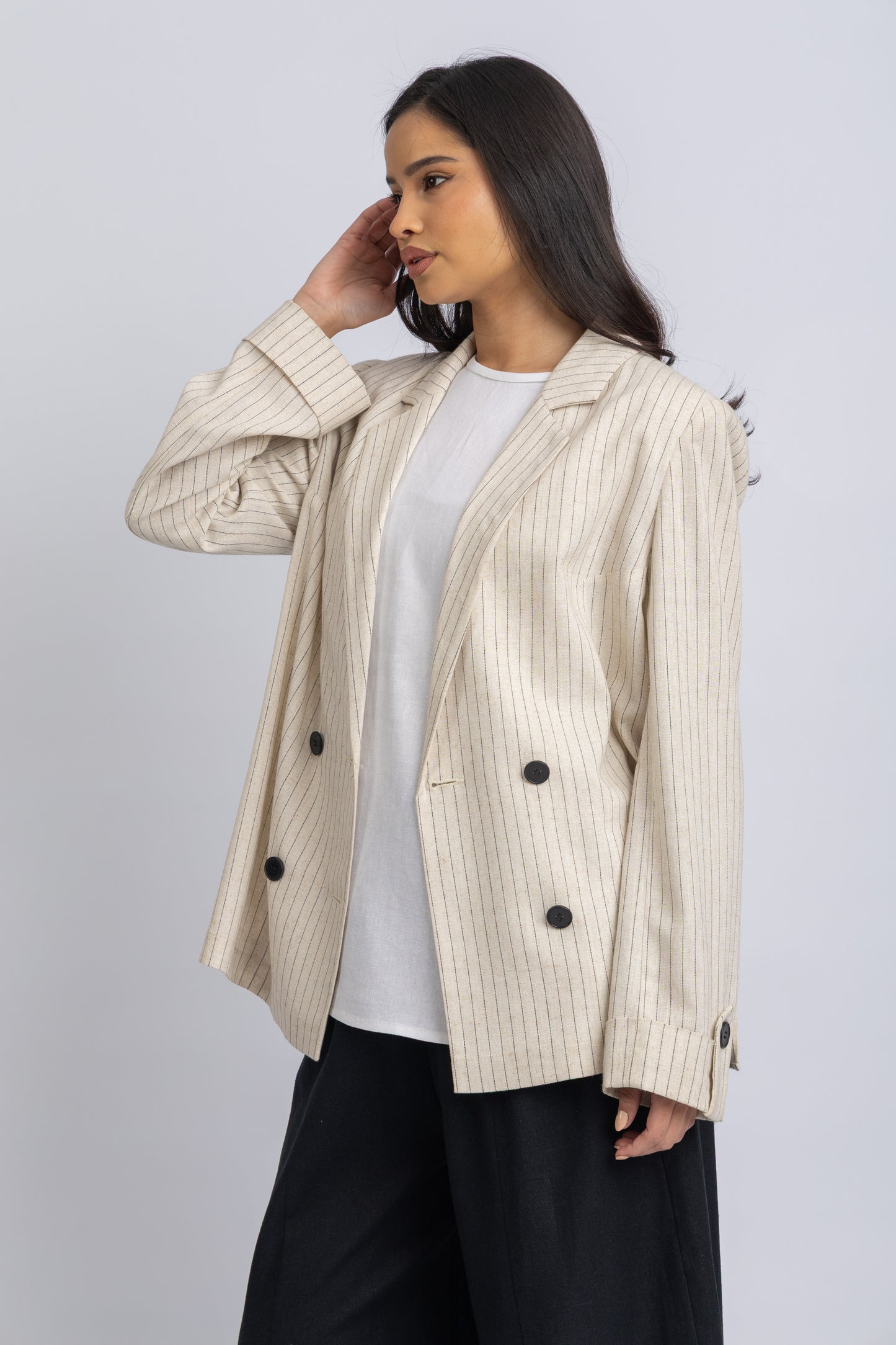 striped crepe jacket