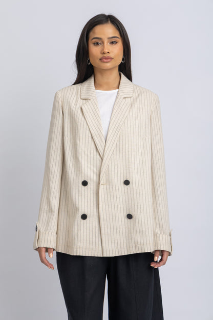striped crepe jacket
