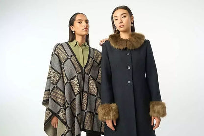 LUXURY EDITION - WOOL COAT WITH FAUX FUR
