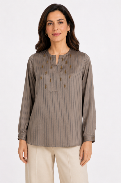 striped satin blouse