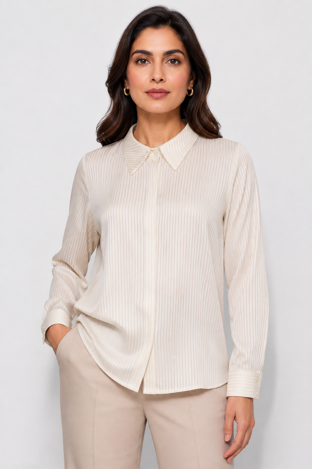 striped satin shirt