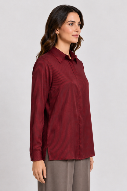 striped satin shirt
