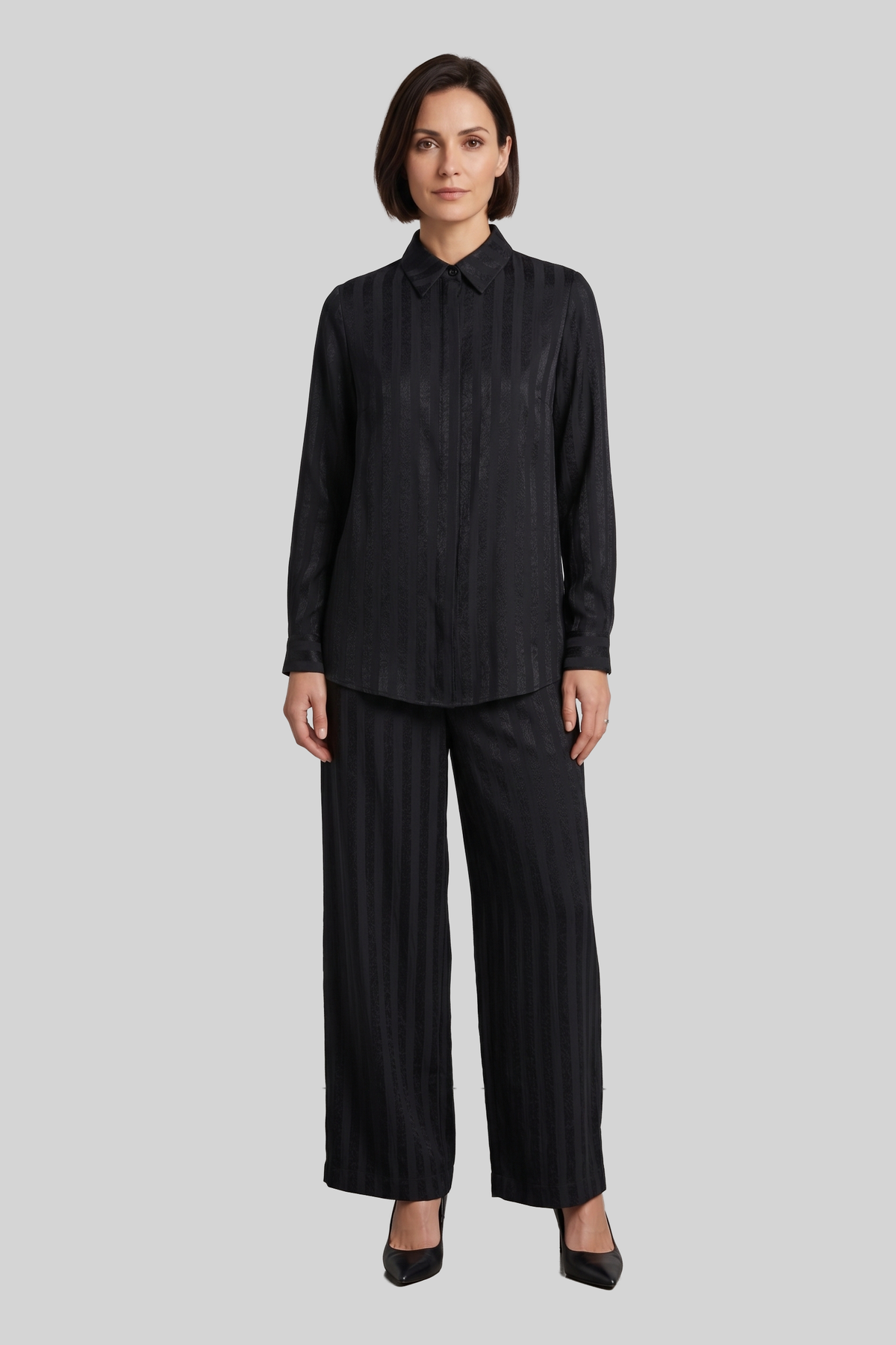 striped satin shirt