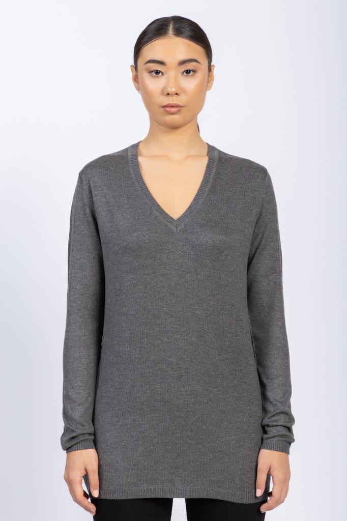 Cashmere Feel V-Neck Knitwear Long Blouse With Several Colors