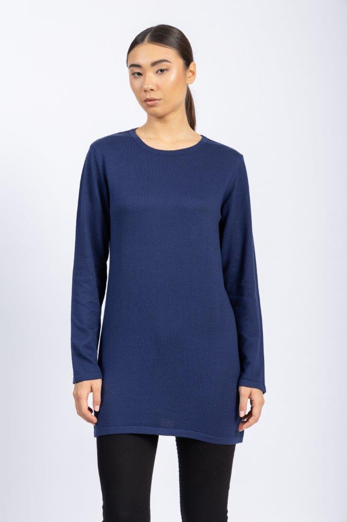 Long Cotton Knitwear Round Neck Basic Blouse With Several Colors