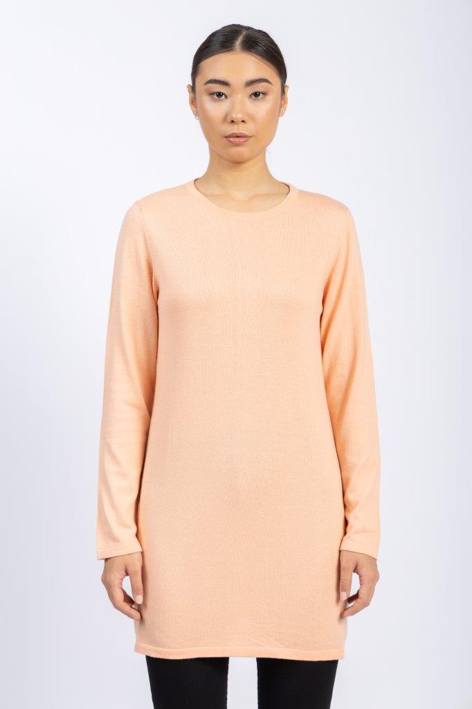 Long Cotton Knitwear Round Neck Basic Blouse With Several Colors