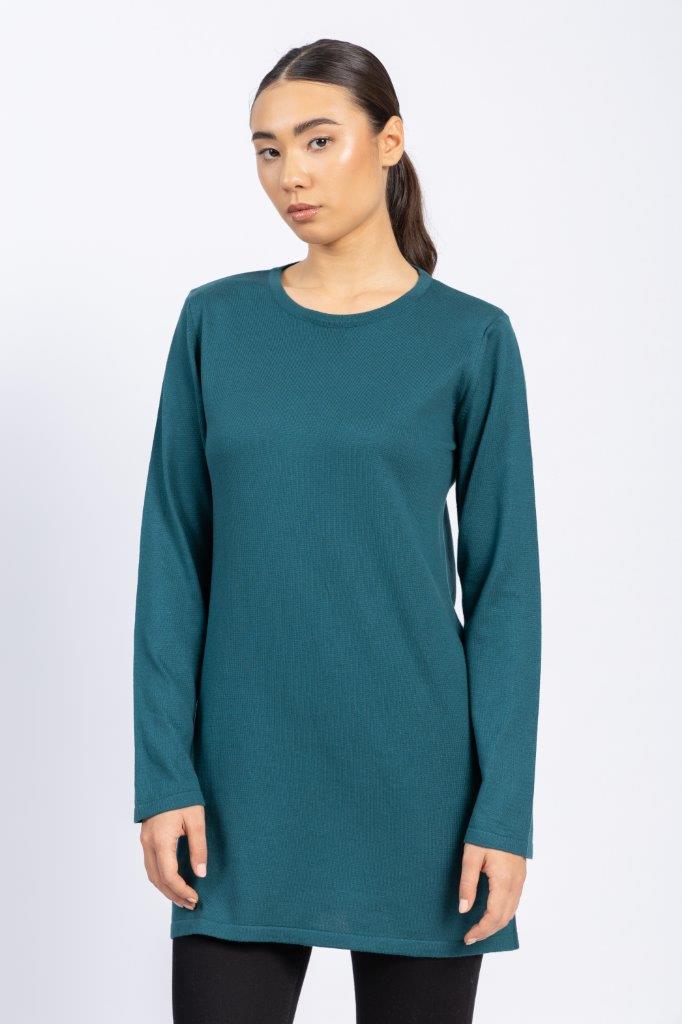 Long Cotton Knitwear Round Neck Basic Blouse With Several Colors