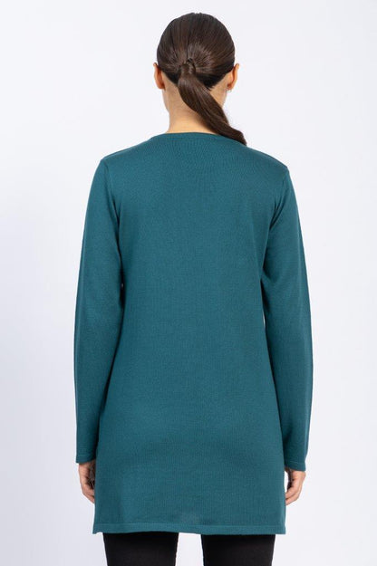 Long Cotton Knitwear Round Neck Basic Blouse With Several Colors