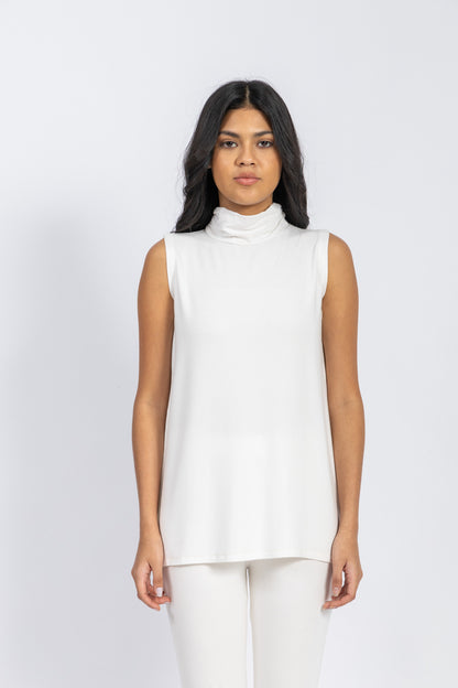 Off-White Top with pleated half-neck