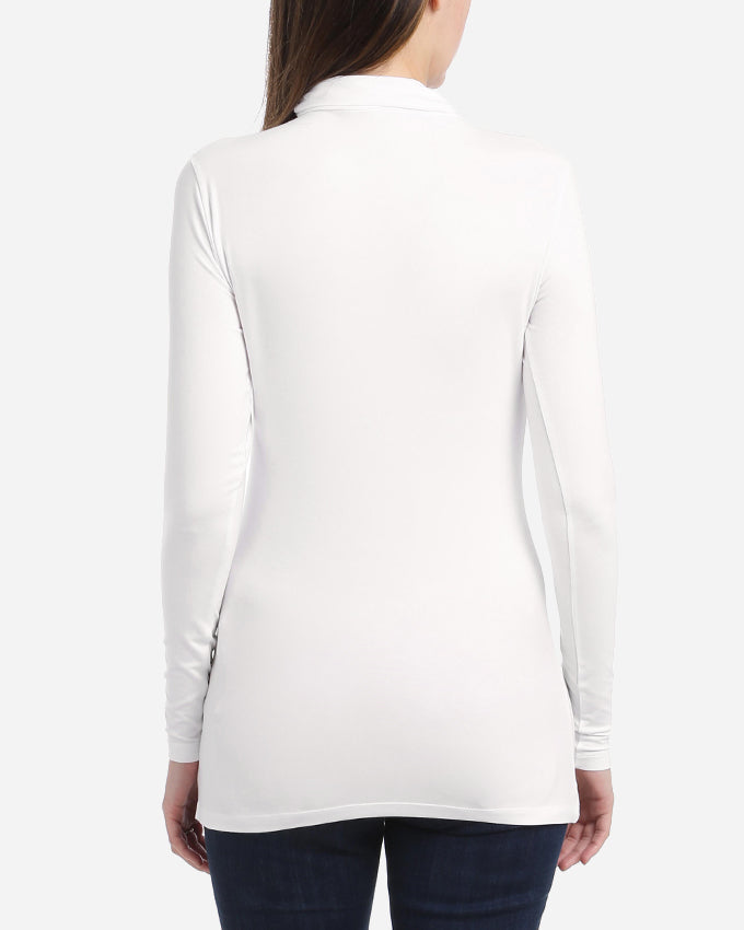 BLOUSE WITH PLEATED HALF NECK
