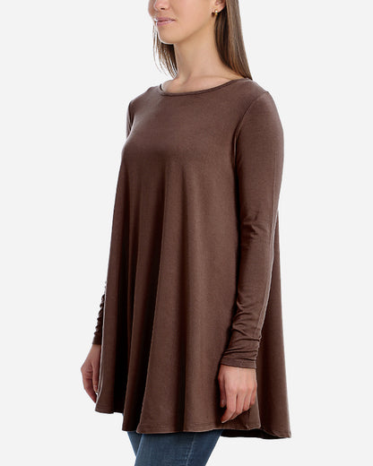 A  SHAPED AND LONG ROUND NECK BLOUSE