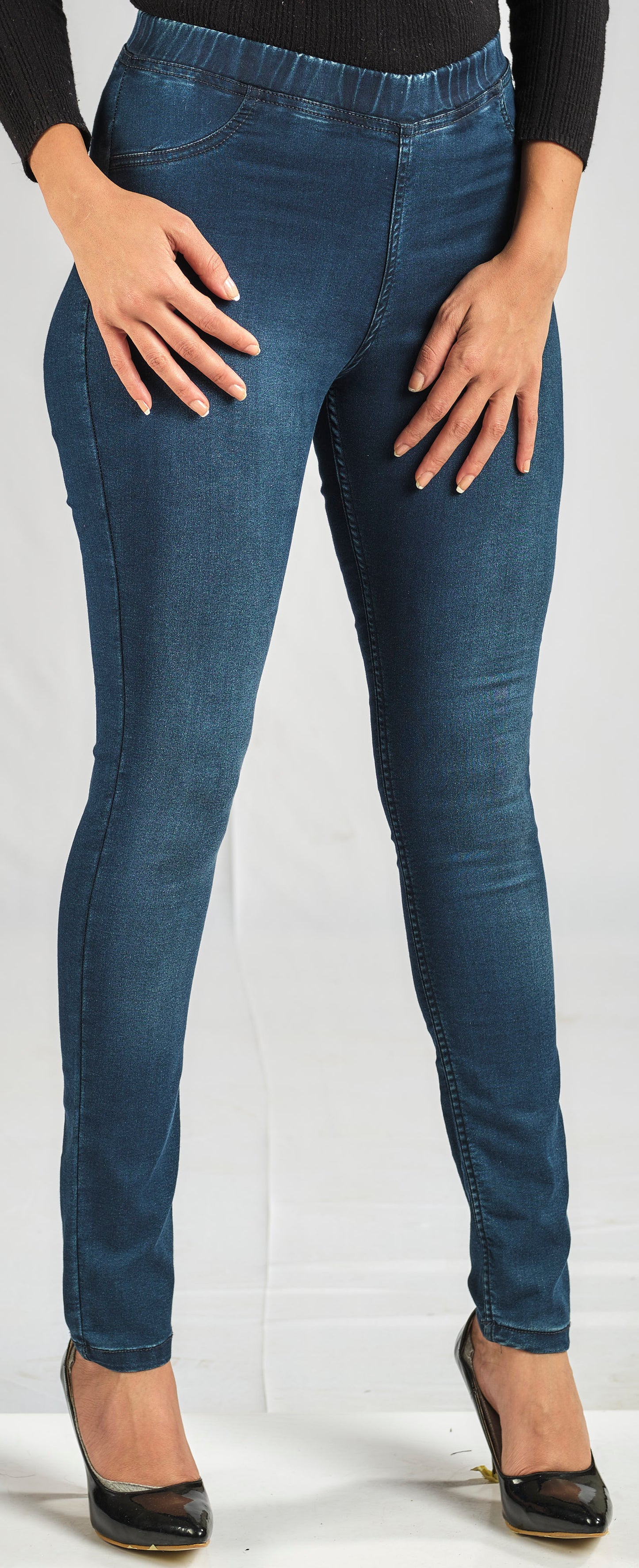 BASIC JEANS LEGGINGS MADE FROM FINE COTTON AND ELASTIN WITH AN ELASTIC WAIST FOR EXTRA COMFORT