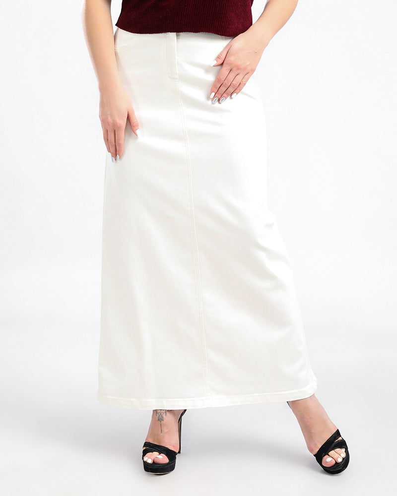 Off White Gabardine Skirt