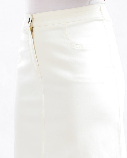 Off White Gabardine Skirt