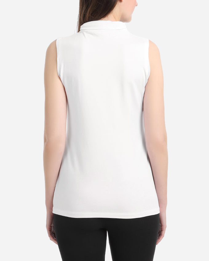 Off-White Top with pleated half-neck