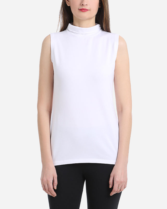 White Top with pleated half-neck