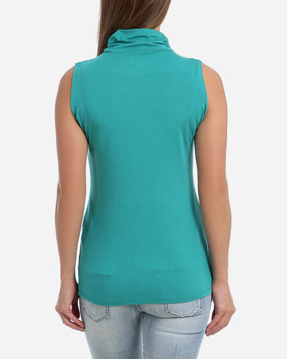 TOP WITH PLEATED HALF NECK